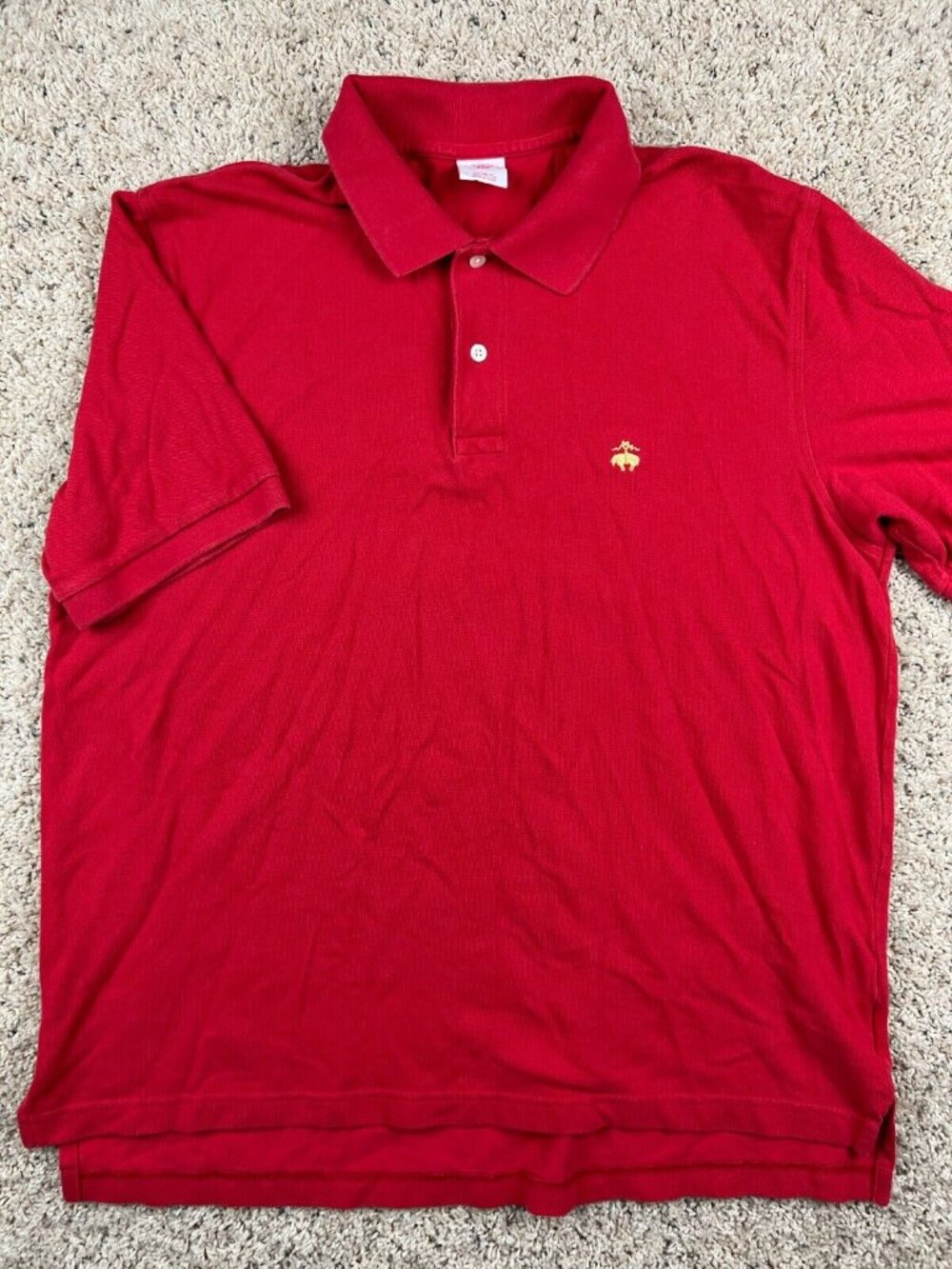 Brooks Brothers Mens Large 346 Short Sleeve Polo Shirt Red With Pig Logo